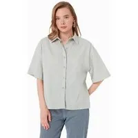 ORGANICATION ORGANICATION Bluse aus Bio-Baumwolle und Leinen, Green moss, – Produktbild 1 von 1