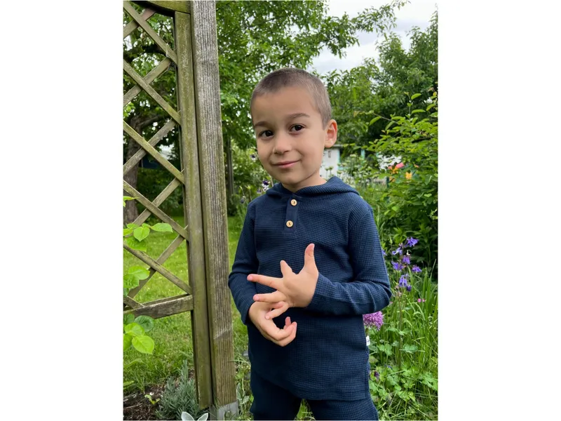 Leela Cotton Leela Cotton Baby und Kinder Shirt mit Kapuze Piqué, Blau, – Produktbild 2 von 2