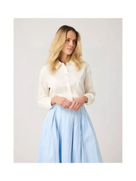 KnowledgeCotton Apparel KnowledgeCotton Apparel Langarm-Bluse Dew relaxed, Egret, – Produktbild 4 von 4