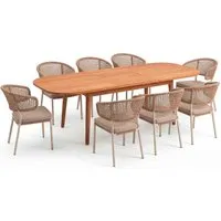 Gartenmöbel-Set "Madera & Spitz" 9-tlg. 1 Tisch 180/240 x 100 cm, 8 Sessel, teak/sand – Produktbild 1 von 1
