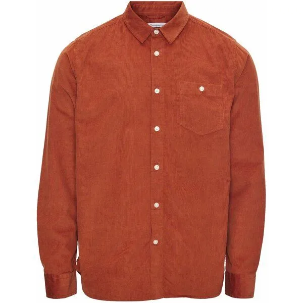 KnowledgeCotton Apparel KnowledgeCotton Apparel Cord Hemd - Baby cord custom fit shirt - aus Bio-Baumwolle, Orange (arabian spice), – Produktbild 1 von 3