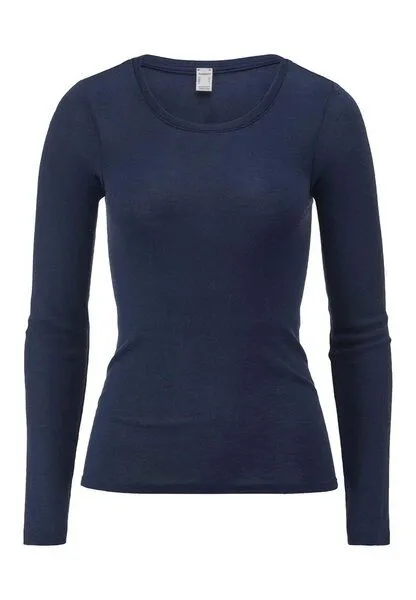 hessnatur hessnatur Longsleeve PURE FUNCTION aus Bio-Merinowolle mit Seide, Graphitblau, – Produktbild 2 von 4