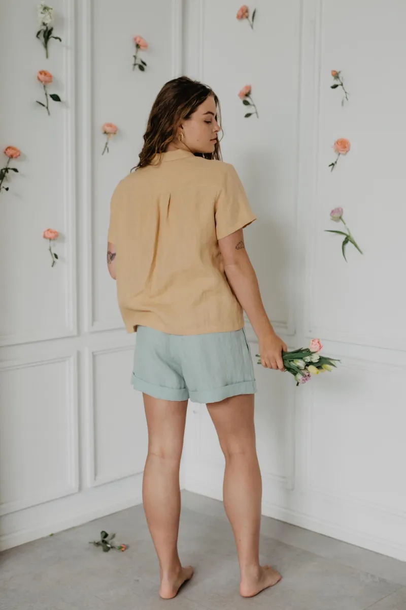 AmourLinen AmourLinen Damen vegan Kurze Hose Mia Salbei Grün, Hellgrün, – Produktbild 2 von 2