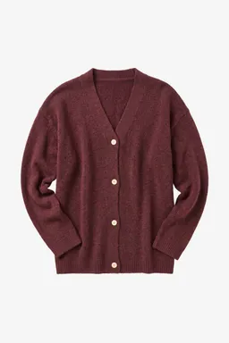 KnowledgeCotton Apparel KnowledgeCotton Apparel Damen vegan Strickjacke Damen Aus Soufflé Garn Burgunderrot – Produktbild 1 von 1