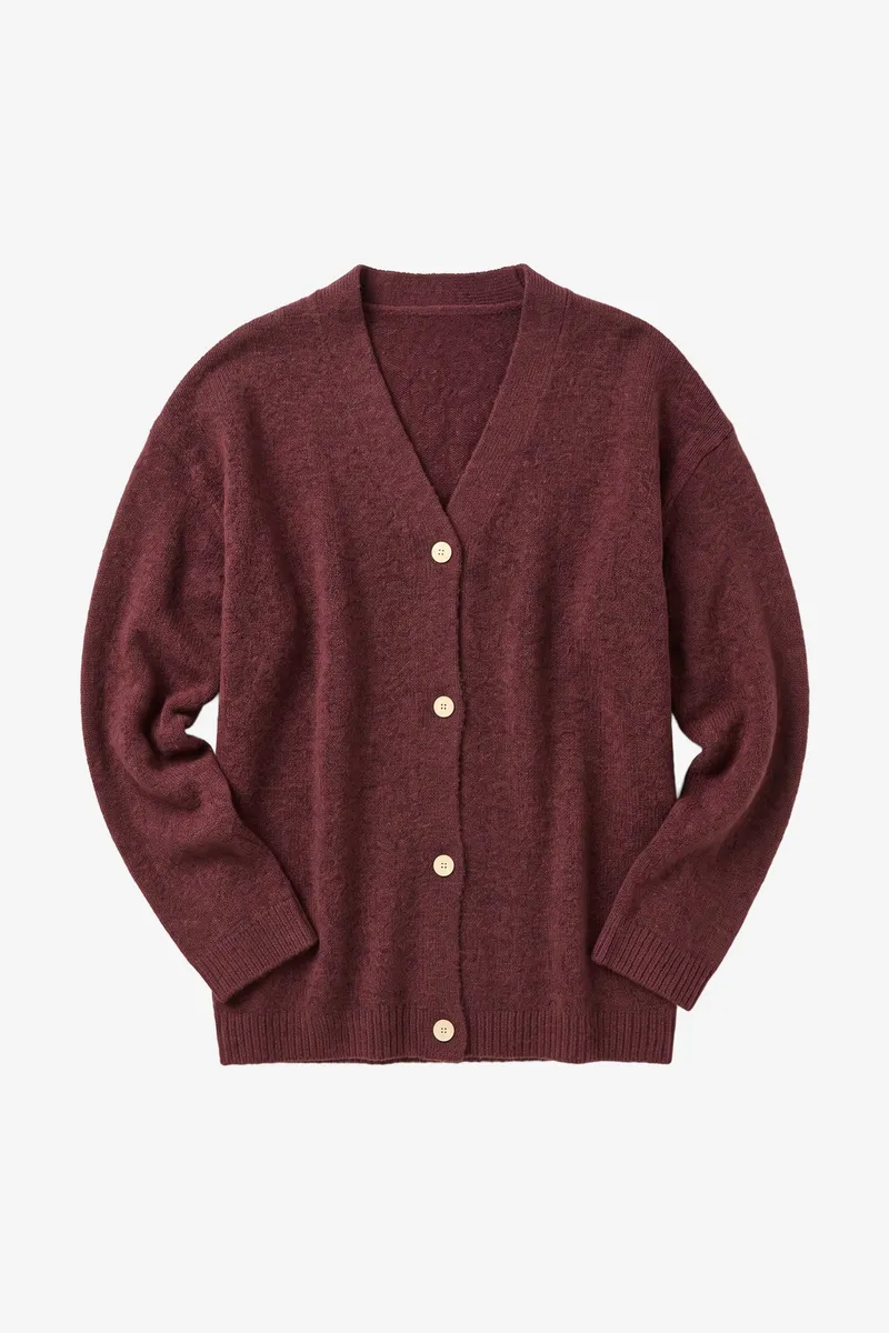 KnowledgeCotton Apparel KnowledgeCotton Apparel Damen vegan Strickjacke Damen Aus Soufflé Garn Burgunderrot, Rot, – Produktbild 1 von 2