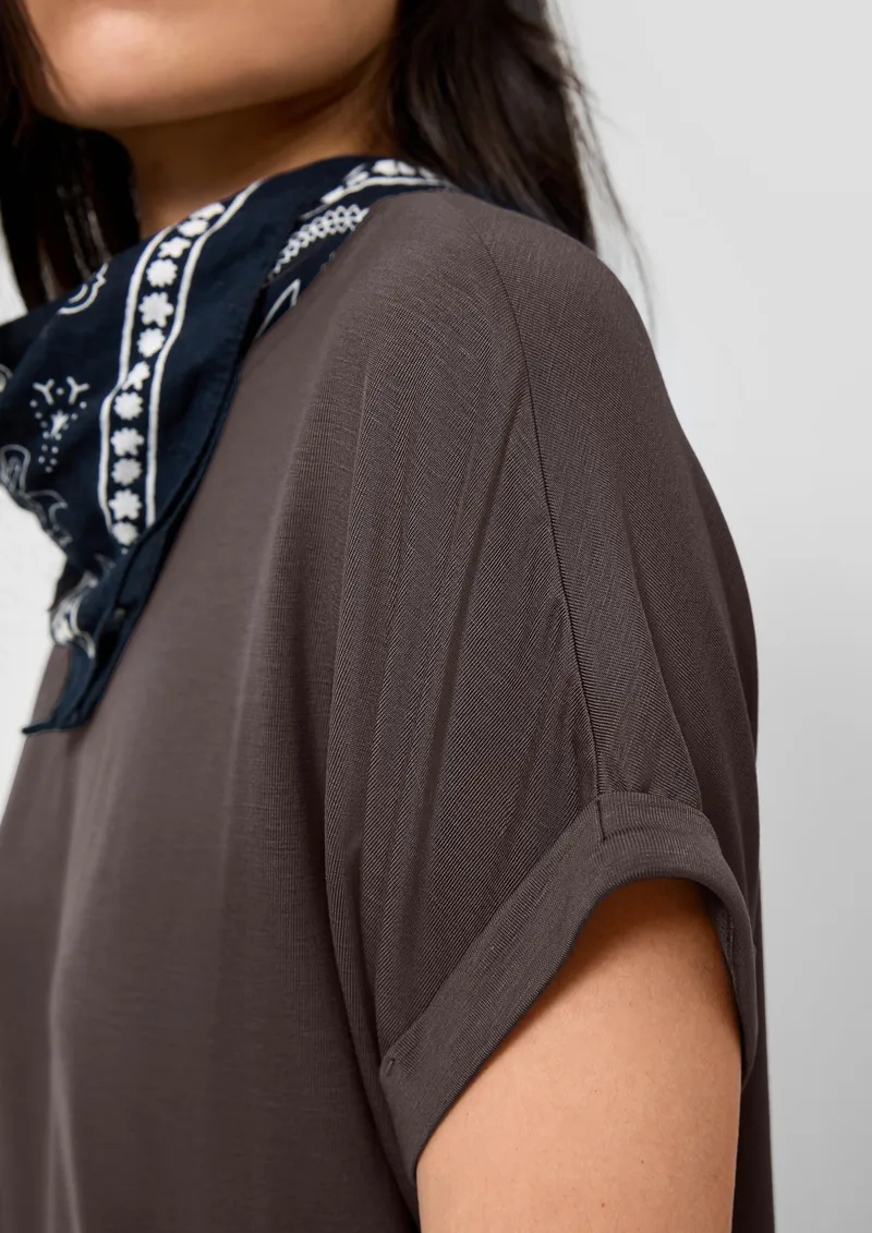 QS QS T-Shirt aus Lyocellmix, Braun, – Produktbild 3 von 3