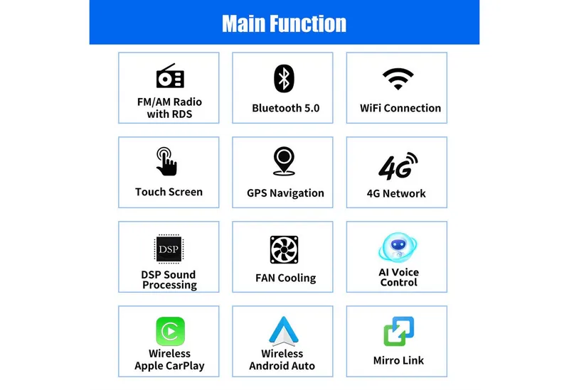 ESSGOO DAB+ Android16 6+128G Carplay GPS 4G Für VW GOLF 5 6 Touran Caddy Polo Autoradio (6GB+128GB, RDS, 4G LTE, FM, AM, DAB+ (optional), SWC, Carplay Android Auto Bluetooth EQ USB GPS Navi WIFI Touchscreen), Schwarz, – Produktbild 6 von 8