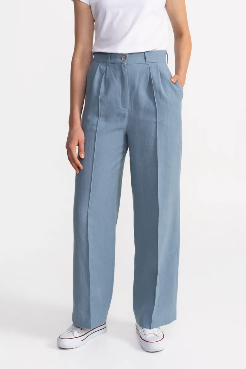 De IONESCU De IONESCU Damen vegan Hose Figa Leinen, Hellblau, – Produktbild 2 von 2