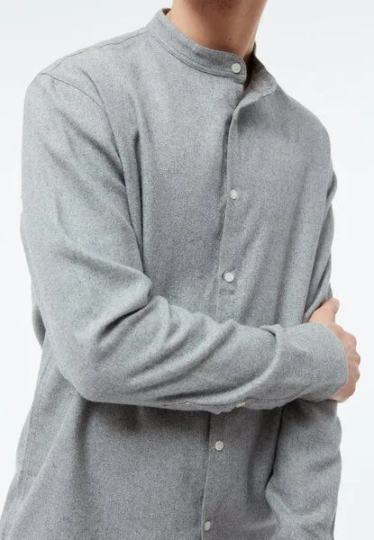 Givn Berlin Flanell Stehkragenhemd Modell: Wes, Mid grey, – Produktbild 5 von 5
