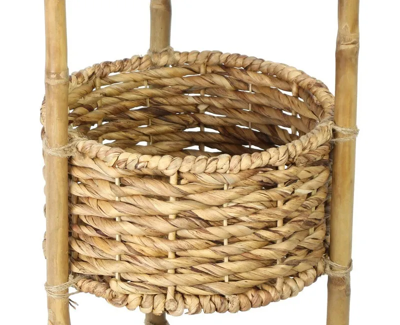 Dekoleidenschaft Standregal aus Bambus mit 3 Körben aus Wasserhyazinzthe, Korbregal, Badregal, 90 cm hoch, Küchenregal, Beistellregal, Ordnungsregal, Bambusregal, Beige, – Produktbild 5 von 5
