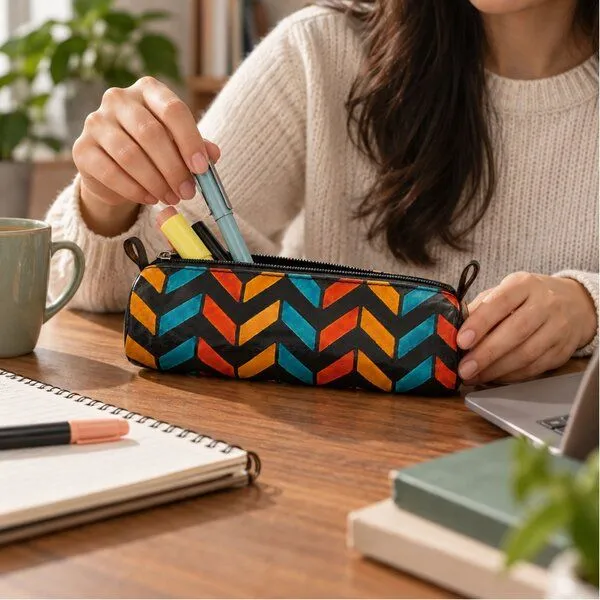 Janselo Nomad Lines Design Shanti-Leder-Stiftemäppchen – Produktbild 4 von 4