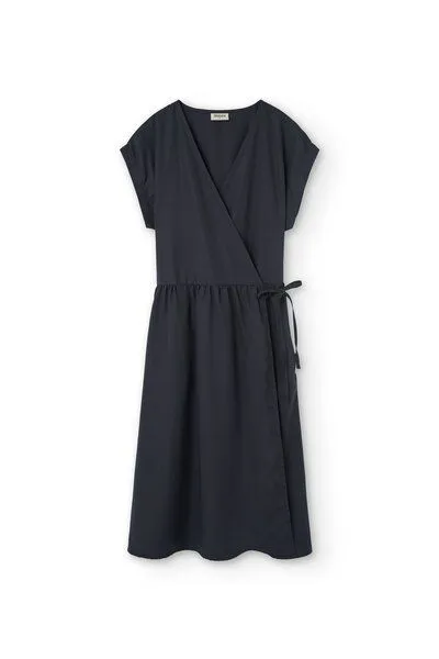 TIRALAHILACHA TIRALAHILACHA Hira Tencel wrap midi dress, Schwarz, – Produktbild 4 von 4
