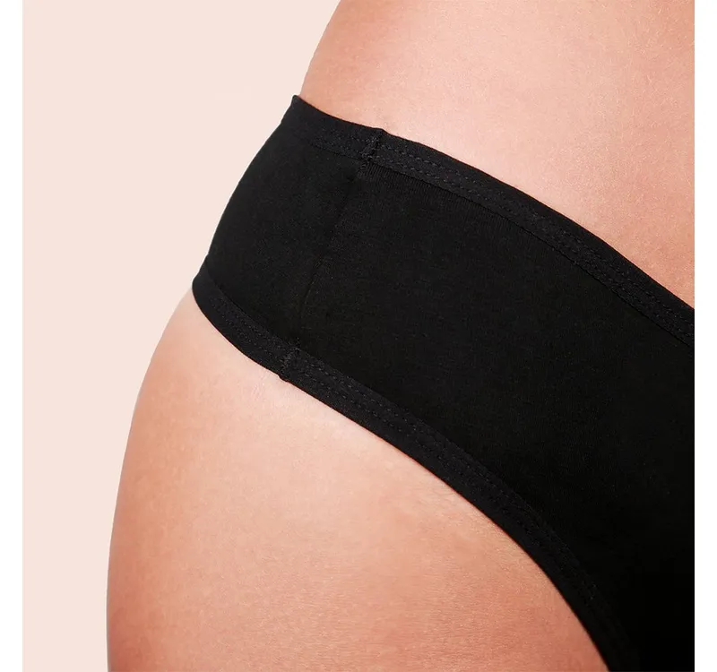 Taynie Taynie Periodenslip Brazilian - Periodenunterwäsche leichte Blutung - Damen (1er-Pack) Auslaufsichere Periodenunterwäsche / Periodenslip aus Bio Baumwolle, Schwarz, – Produktbild 3 von 5