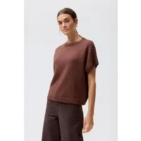 People Wear Organic People Wear Organic Boucléstrick Pullover Kurzarm, braun uni – Produktbild 1 von 1