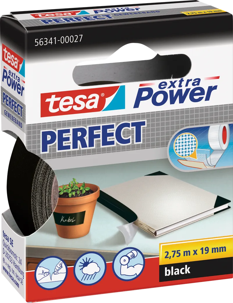 Tesa Tesa Gewebeband 2,75m x 19mm schwarz – Produktbild 6 von 6