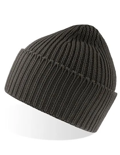 Atlantis Headwear Atlantis Headwear grob gestrickte Beanie-Mütze aus Polylana®-Garn, Dunkelgrau melange, – Produktbild 2 von 2