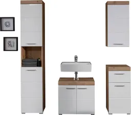 welltime Badmöbel-Set Avena, (Set, 4-St), Badmöbel - Hochschrank, Waschbeckenschrank, Hängeschrank und Kommode – Produktbild 1 von 1