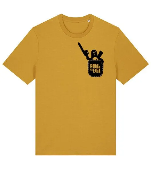 päfjes päfjes Pinguin Paul vs. Evil - Fair Wear Männer Bio T-Shirt, Gelb (ochre), – Produktbild 1 von 4