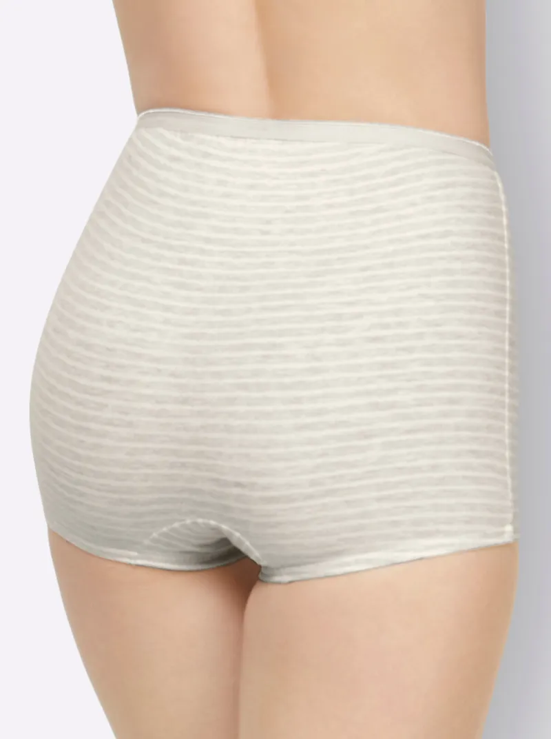 wäschepur Panty 2x hellgrau-geringelt + 2x weiß, 2x hellgrau-geringelt + 2x weiß, – Produktbild 3 von 3