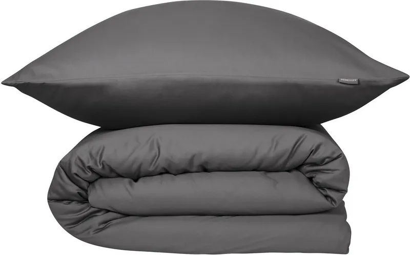 Schiesser Schiesser Bettwäsche Ella seidenmattes Bettwäscheset aus feinstem Baumwollsatin, Satin, 2 teilig, OEKO-TEX® MADE IN GREEN, Grau, – Produktbild 2 von 5