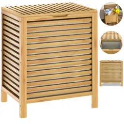Casaria® Casaria® Wäschekorb Bambus 62l 61 x 51 x 36cm braun – Produktbild 1 von 1