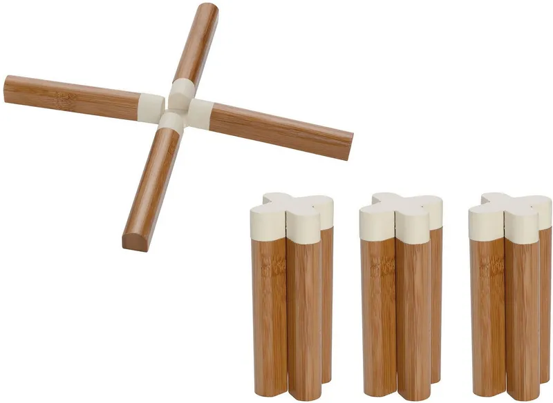 Wenko Wenko Topfuntersetzer Modell Miley, Set, 4-tlg., aus Bambus mit hitzebeständigen Silikonverbindungen, einklappbar, Braun, – Produktbild 1 von 5