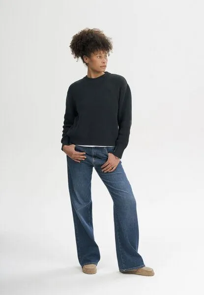 MELA MELA Rippstrick Pullover ADAH aus 100% Bio-Baumwolle, Schwarz, – Produktbild 3 von 4