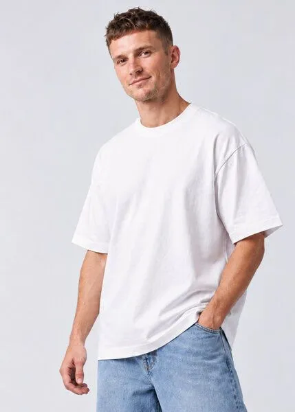 COREBASE COREBASE Oversized TShirt - Heavyweight - 300 g/m², Weiss, – Produktbild 6 von 7