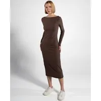 GORG GORG Geripptes Damen-Langarmkleid aus Bio-Baumwolle & TENCEL Modal, Mokkabraun, – Produktbild 1 von 1