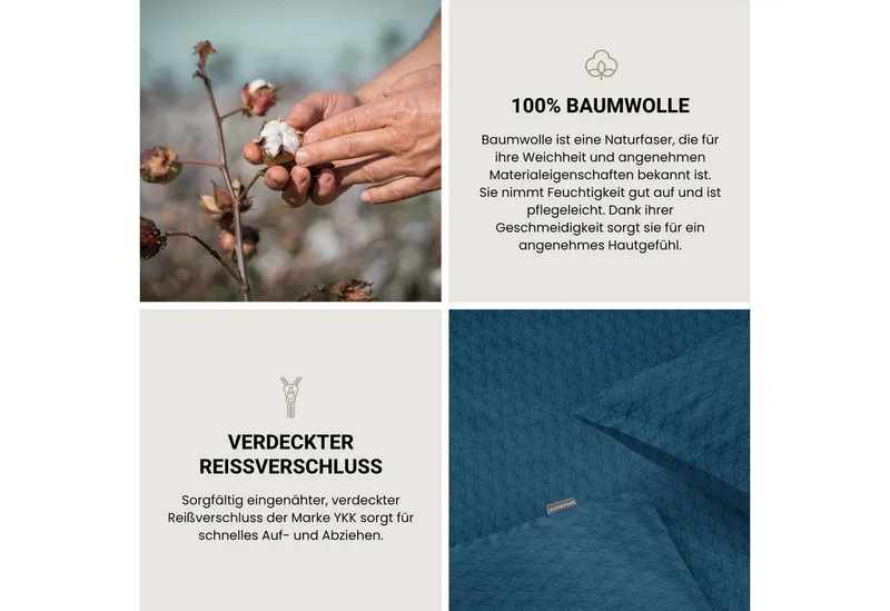 Schiesser Schiesser Bettwäsche Dotted Diamond aus weicher Baumwolle mit Grafikprint, Feinbiber, 2 teilig, OEKO-TEX® MADE IN GREEN, Grün, – Produktbild 3 von 5