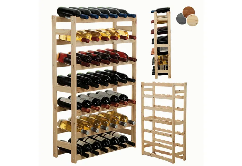 Modo24 Weinregal Flaschenregal Holzregal Flaschenständer Varianten 12 bis 91 Flaschen, RW1 Getränkeregal, 3 Farben, FSC Holz Nachhaltig, Beige, – Produktbild 2 von 5