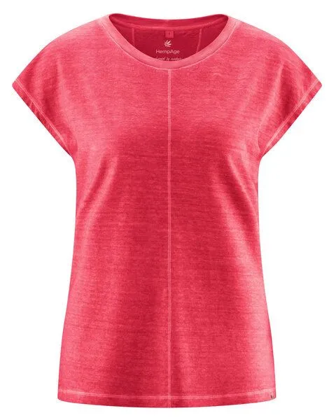 HempAge HempAge Ärmelloses Damen-Shirt mit Wascheffekt Hanf/Biobaumwolle, Magnolia (rot), – Produktbild 1 von 4