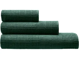 Cotonea Cotonea Waffelpikee Handtuch, 50 x 100 cm, Bio-Baumwolle, smaragd – Produktbild 1 von 1