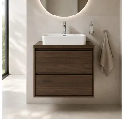 Lomadox Waschtisch VERZUOLO-56-WALNUT, 60 cm breit in Walnuss, wandhängend, grifflos – Produktbild 1 von 1