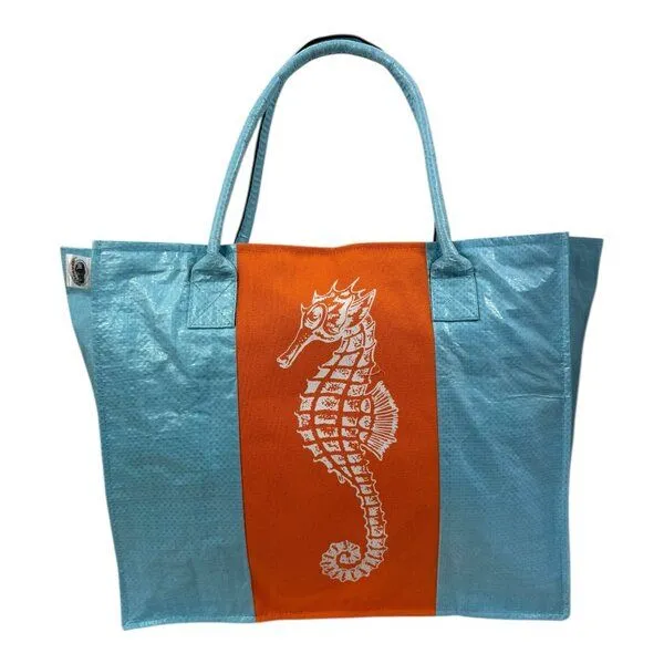 Beadbags Beadbags Einkaufstasche Ri94 recycelter Reissack, Seepferd blau, – Produktbild 1 von 4