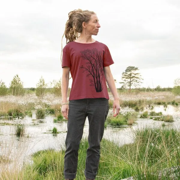 Cmig Cmig Damen T-Shirt Erle mit Elster, Burgundy (rot), – Produktbild 4 von 4
