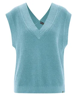 HempAge Hempage Damen vegan Strickweste Wave In Blau – Produktbild 1 von 1