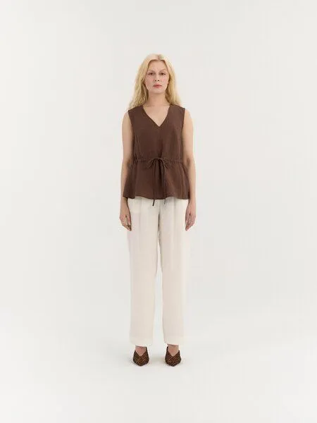 AmourLinen AmourLinen Leinen-Top mit Tunnelzug ODETTE, Kakao (braun), – Produktbild 1 von 1