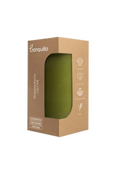 Tranquillo Handgearbeitete Stumpenkerze GLUMI grass, Ø 7,5 x 15 cm - grün – Produktbild 3 von 3