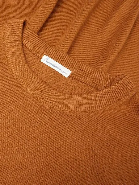 KnowledgeCotton Apparel KnowledgeCotton Apparel Regular merino knit crew neck - aus Merino-Wolle, Orange (pumpkin), – Produktbild 3 von 3