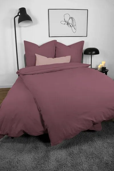 jilda-tex jilda-tex Bettwäsche 100% Bio-Baumwolle 135x200cm / 155x220cm 200x200cm, Mauve, – Produktbild 2 von 4