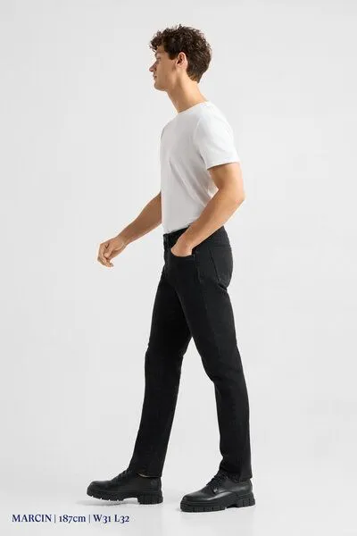 DAWN Herren Jeans DUSK Regular Straight DAWN Bio-Baumwolle, Black/black, – Produktbild 3 von 5