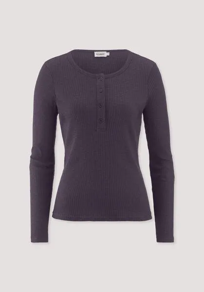 hessnatur hessnatur Longsleeve Henley Slim aus Bio-Baumwolle, Dunkle traube, – Produktbild 4 von 4