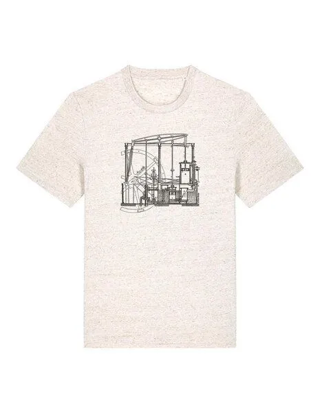 UNIPOLAR Unipolar Maschinenbau T-Shirt Dampfmaschine, Neppy mandarine ecru, – Produktbild 6 von 7
