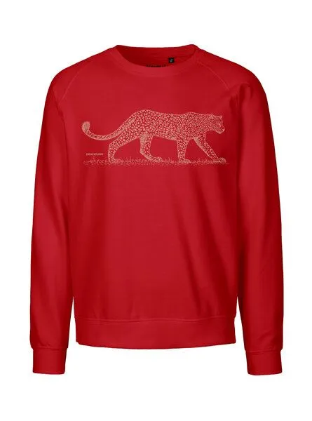 Peaces.bio - handbedruckte Biomode Peaces.bio - handbedruckte Biomode Bio Damen Sweatshirt Loose Fit Leopard, Rot, – Produktbild 1 von 2