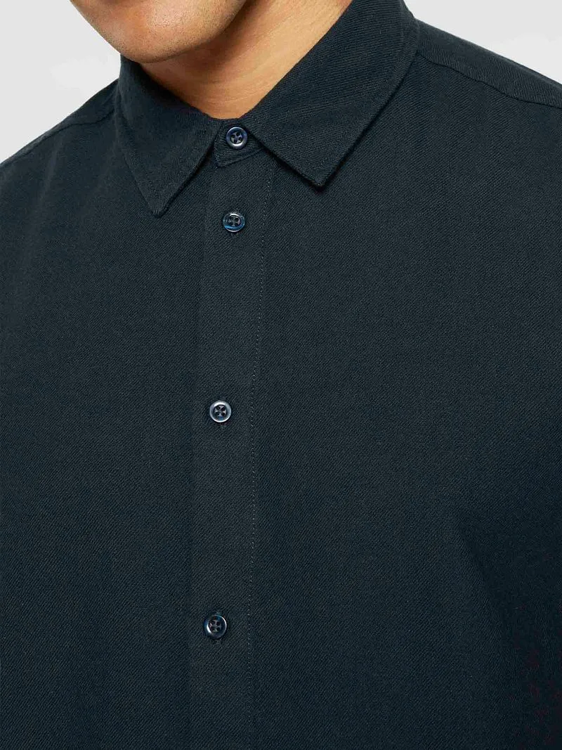 KnowledgeCotton Apparel Knowledge Cotton Apparel Shirt Flannel Total Eclipse - Größe L, Dunkelblau, – Produktbild 3 von 5
