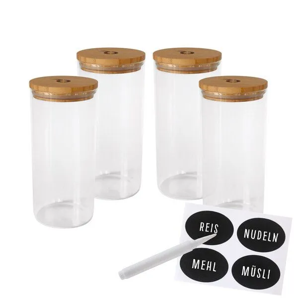 pandoo pandoo Vorratsgläser-Sets aus Borosilikatglas mit GRATIS Kreidestift und Etiketten – Produktbild 3 von 7