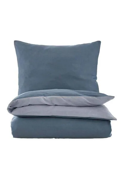 hessnatur hessnatur Satin Wende Bettwäsche-Set aus reiner Bio-Baumwolle, Stahlblau, – Produktbild 2 von 4