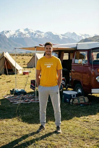 THE FACE OF ELEMENTS The Face of Elements Bold - Regular Fit T-Shirt aus 100% Bio-Baumwolle, Sunset gold (gelb), – Produktbild 2 von 4