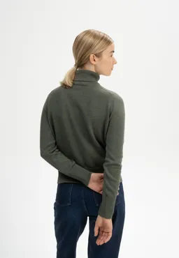MELA MELA Damen vegan Feinstrickpullover Mit Rollkragen Mayura Grün Melange – Produktbild 1 von 1